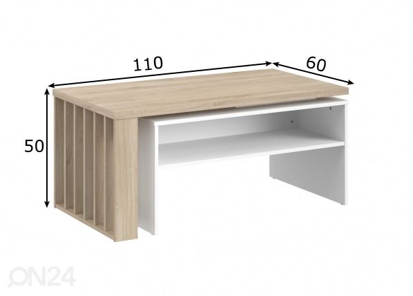 Säädettävä sohvapöytä Nala 110x60 cm mitat