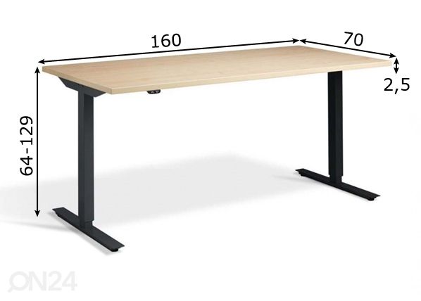 Säädettävä työpöytä 160 cm mitat