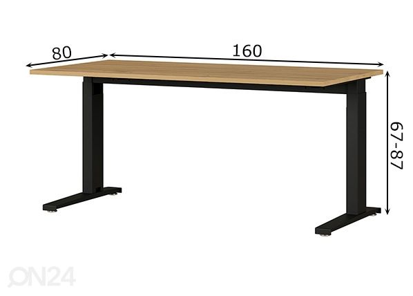 Säädettävä työpöytä Agenda 80x160 cm mitat