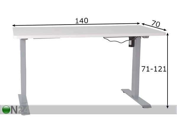Säädettävä työpöytä Ergo, 1 moottori mitat