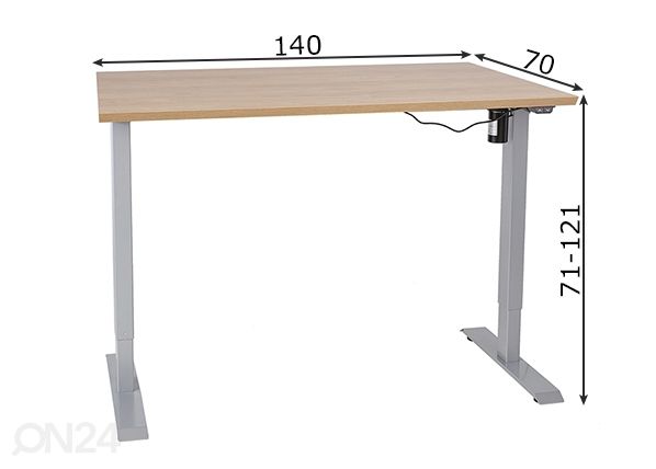 Säädettävä työpöytä Ergo, 1 moottori mitat