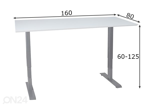 Säädettävä työpöytä Ergo, 2 moottoria mitat