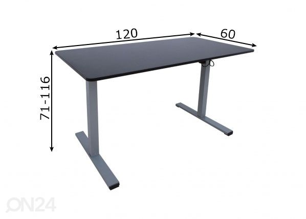 Säädettävä työpöytä Ergo Optimal 120x60 cm, 1-moottori mitat