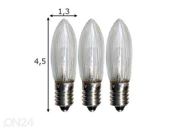 Sähkölamput E10 0,2 W (3 kpl) mitat