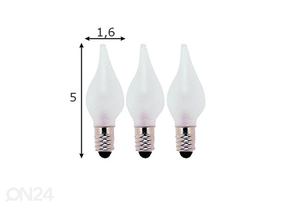 Sähkölamput E10 3 W (3kpl) mitat