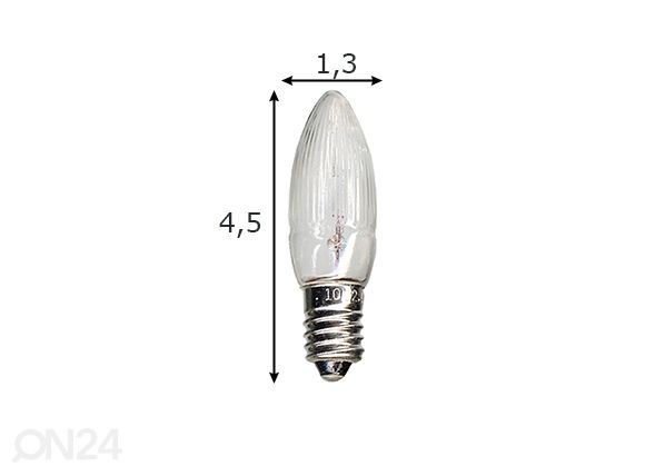 Sähkölamput E10 3 W (3kpl) mitat