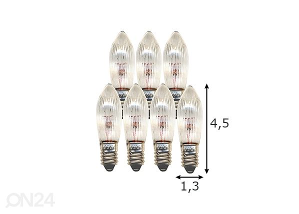 Sähkölamput E10 3 W (7 kpl) mitat