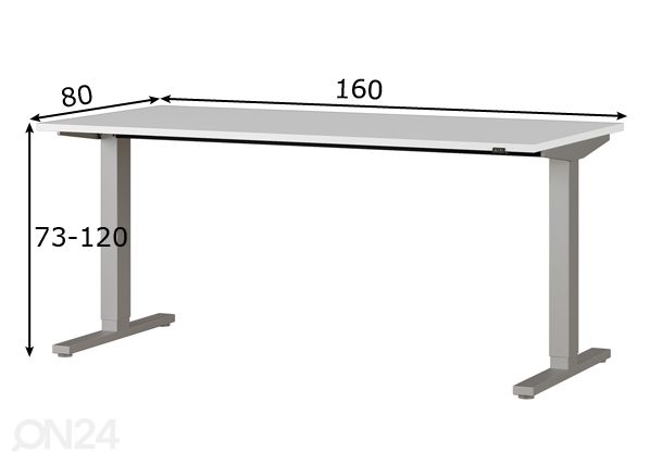 Sähköpöytä Agenda 160 cm mitat