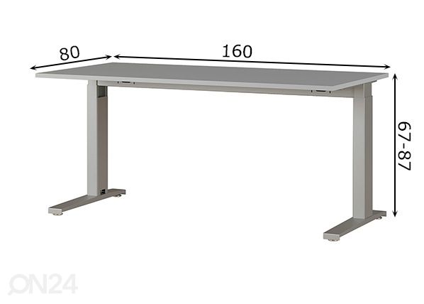 Sähkösäädettävä työpöytä Agenda 80x160 cm mitat