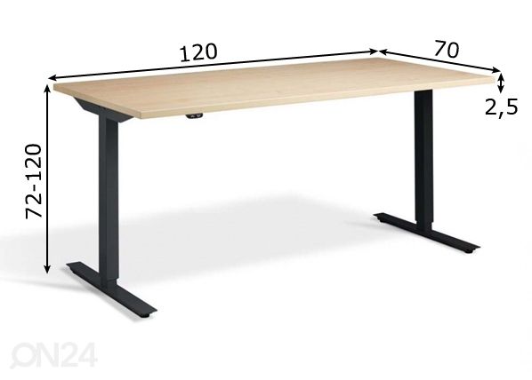 Sähkötyöpöytä 120 cm mitat