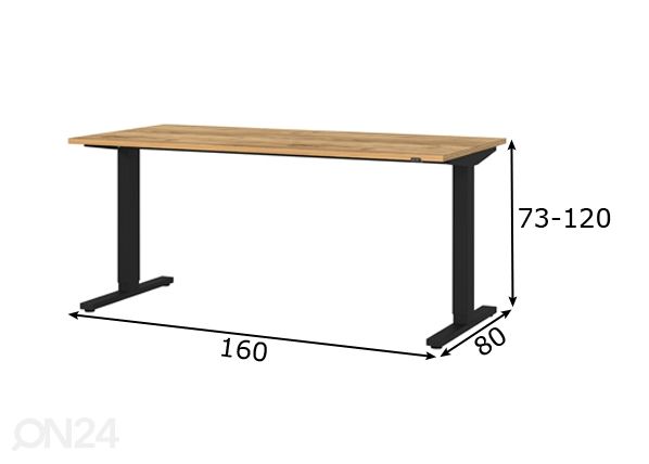 Sähkötyöpöytä 80x160 cm mitat