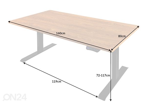 Sähkötyöpöytä Oak mitat