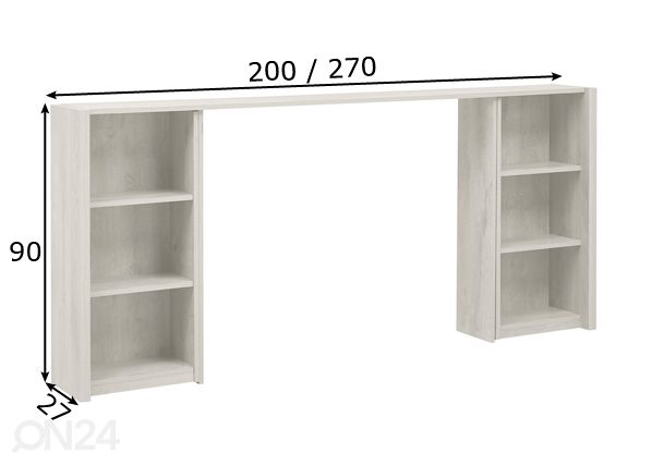 Sängyn päätyhylly Eden 200/270 cm mitat