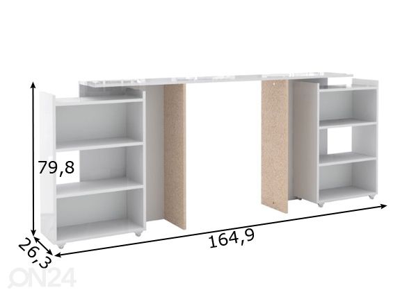 Sängyn päätyhylly Naia 160 cm mitat