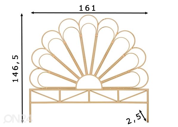 Sängynpääty Panama 160 cm, luonnollinen mitat