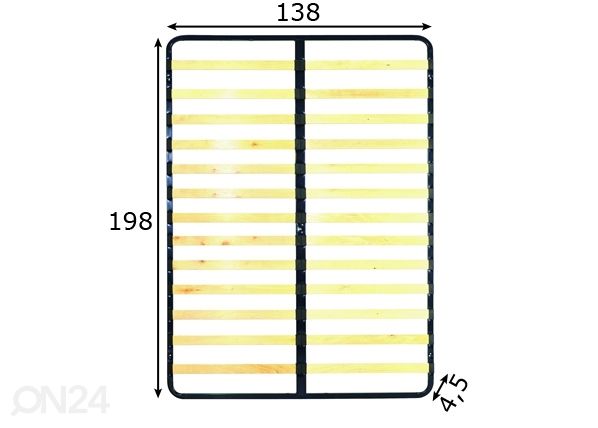 Sängynpohja metallirungolla 140x200 cm mitat