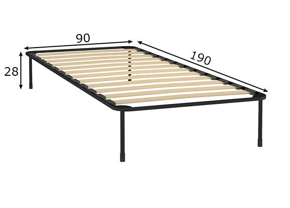 Sängynpohja metallirungolla 90x190 cm mitat