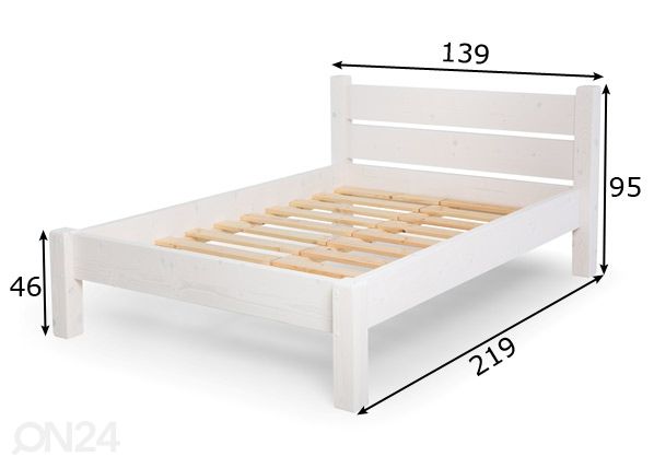 Sänky 120x200 cm, valkoinen mitat