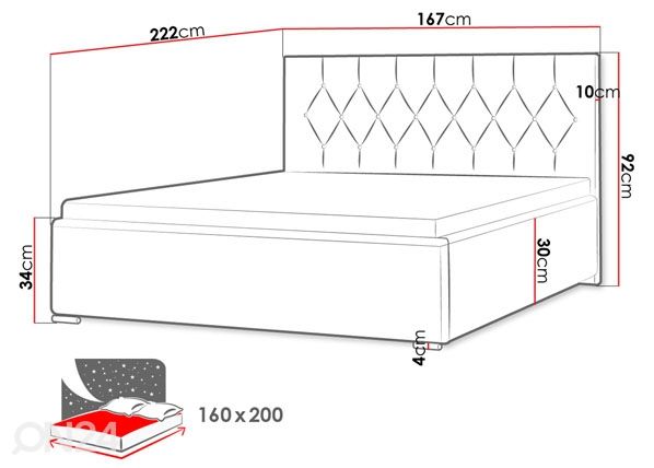 Sänky 160x200 cm mitat