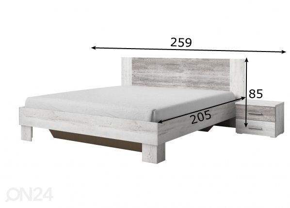 Sänky 160x200 cm + yöpöydät mitat