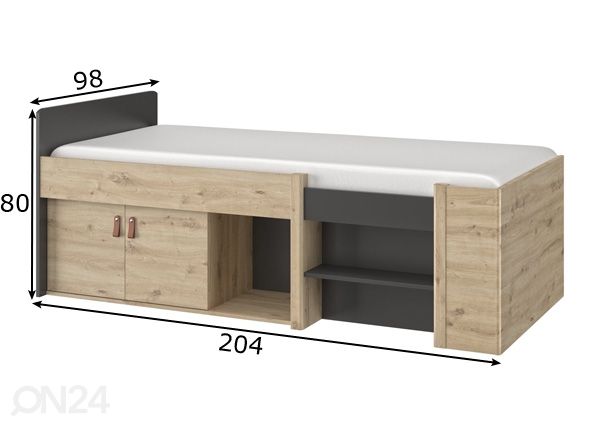 Sänky Arthus 90x200 cm mitat