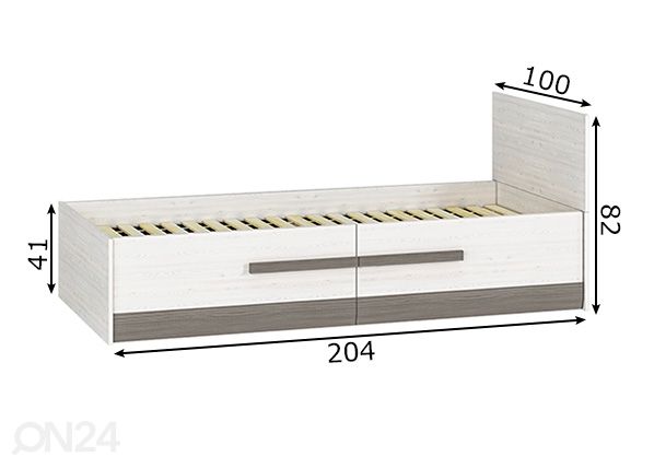 Sänky Bianca 90x200 cm mitat