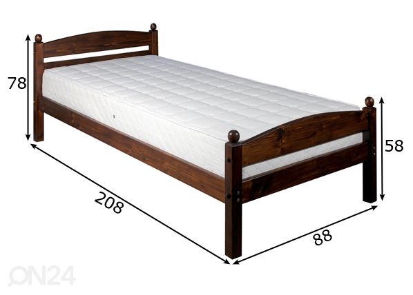Sänky BRUNO 80x200 cm mitat