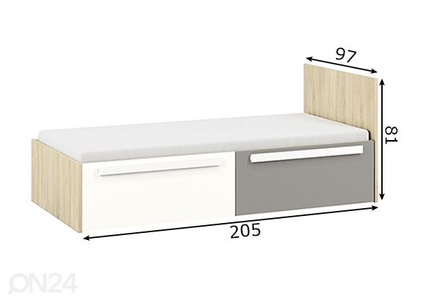 Sänky Carlo 90x200 cm mitat