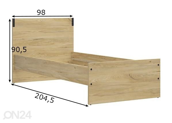 Sänky Chester 90x200 cm mitat