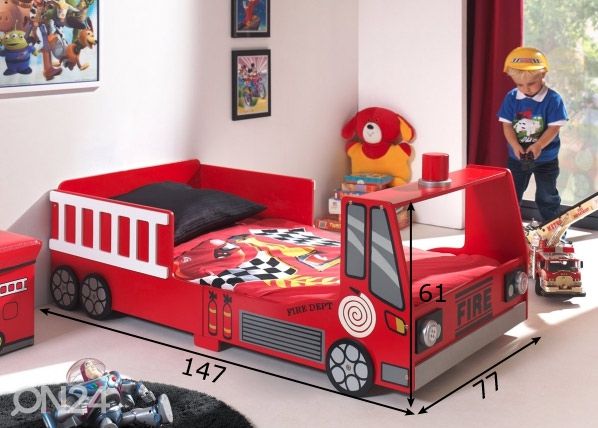 Sänky FIRE TRUCK 70x140 cm mitat