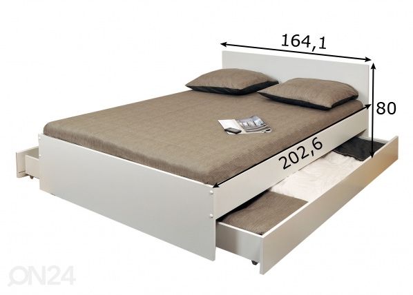 Sänky kahdella vuodevaatelaatikolla Oslo 160x200 cm mitat