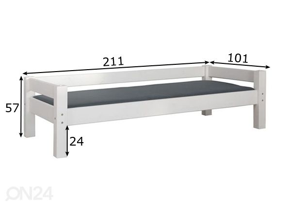 Sänky Moby 90x200 cm mitat