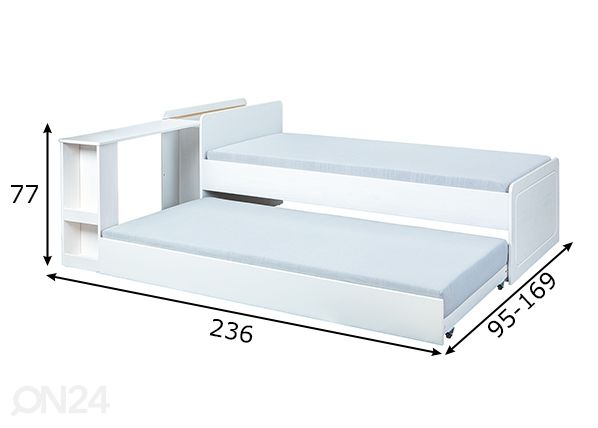 Sänky Negras 90x200 cm, valkoinen mitat