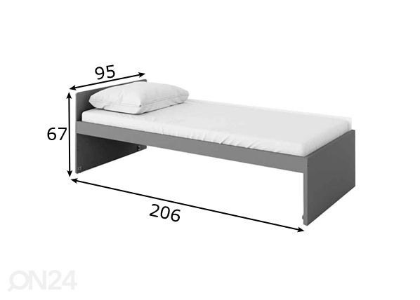 Sänky + patja 90x200 cm POK mitat