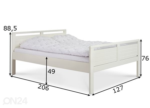 Sänky Seniori 120x200 cm, koivu mitat