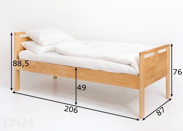 Sänky Seniori 80x200 cm, koivu mitat