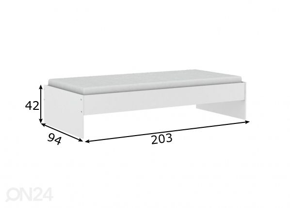 Sänky Tidy 90x200 cm mitat