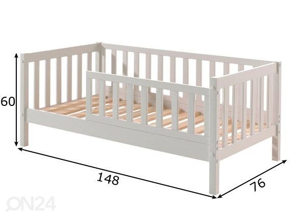 Sänky Toddler 70x140 cm, valkoinen mitat