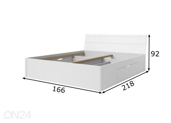 Sänky vuodevaatelaatikoilla 160x200 cm mitat