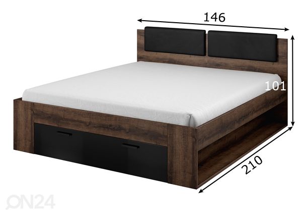 Sänky vuodevaatelaatikolla 140x200 cm mitat