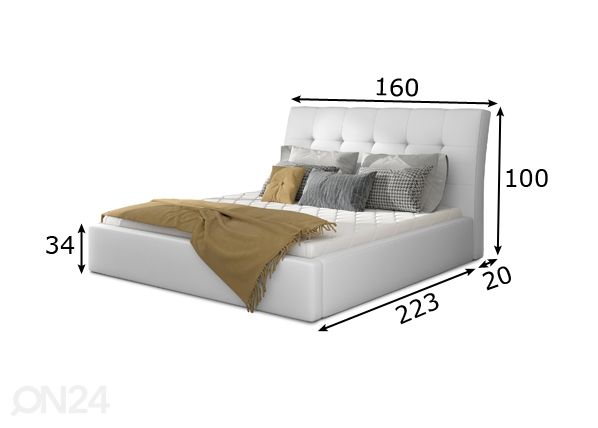Sänky vuodevaatelaatikolla 140x200 cm mitat
