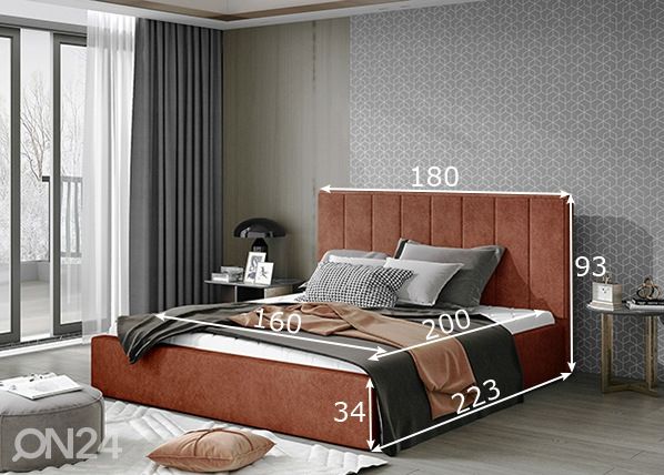 Sänky vuodevaatelaatikolla 160x200 cm mitat