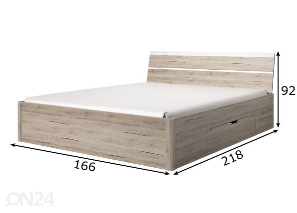 Sänky vuodevaatelaatikolla 160x200 cm mitat