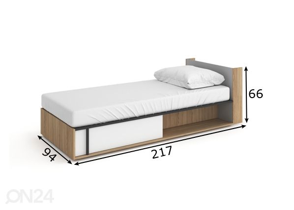 Sänky vuodevaatelaatikolla 90x200 cm mitat