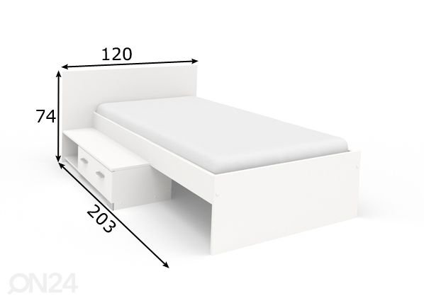 Sänky vuodevaatelaatikolla Galaxy 90x200 cm mitat