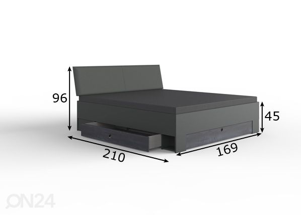 Sänky vuodevaatelaatikolla Kopenhagen 160x200 cm mitat