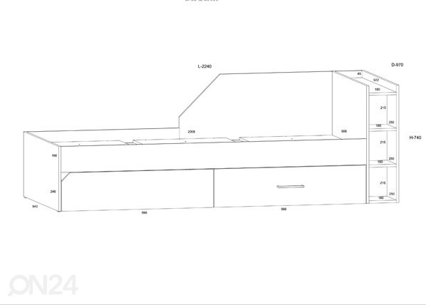 Sänky vuodevaatelaatikolla Pax 90x200 cm mitat