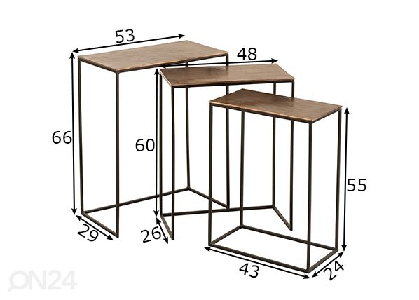 Sarjapöytä Cobre, 3 kpl mitat