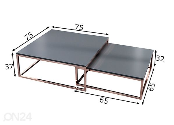 Sarjapöytä Elements, 2 kpl mitat