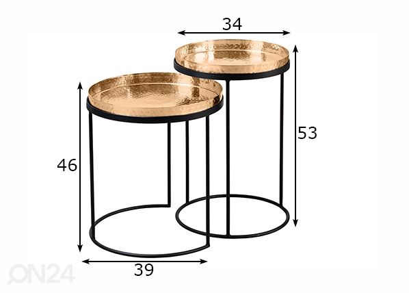 Sarjapöytä Elements, 2 kpl mitat